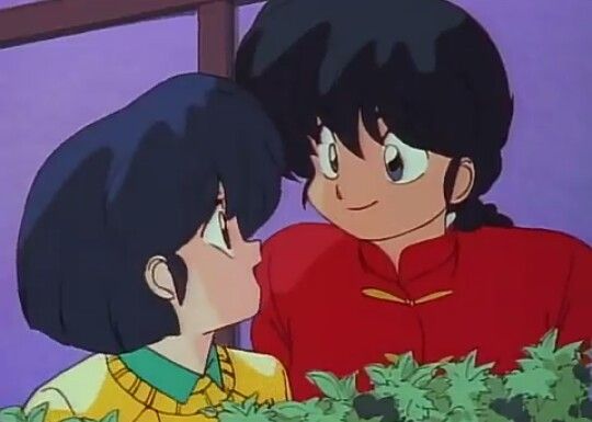 The character Ranma and Akane together in the animation Ranma 1/2