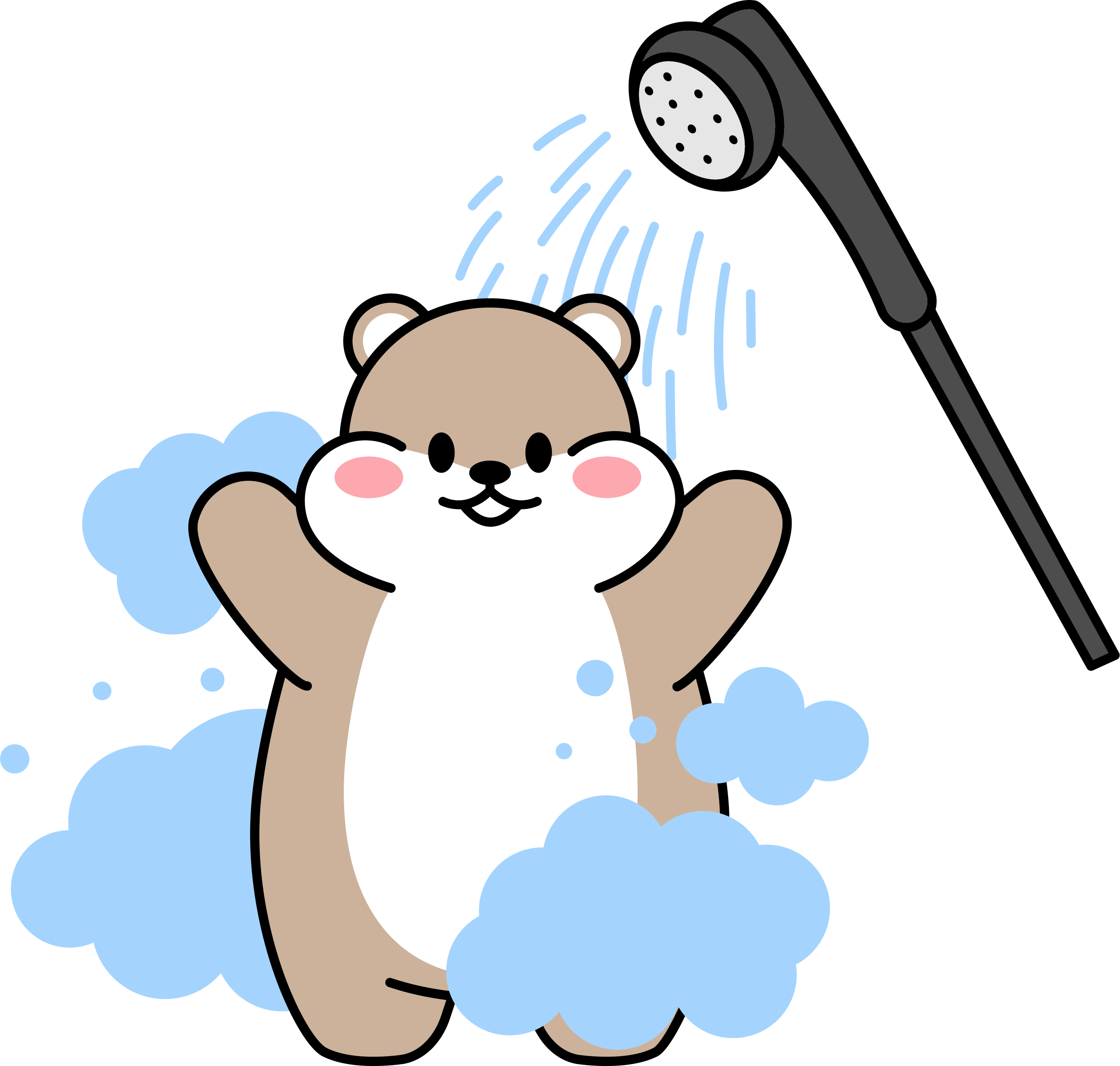 Cartoon hamster taking shower