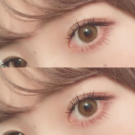 Close up of woman's eyes showing fake eye lashes