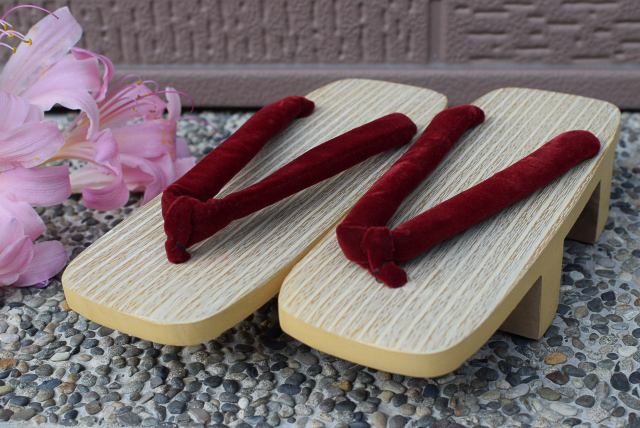 A pair of Japanese wooden sandals known as Geta