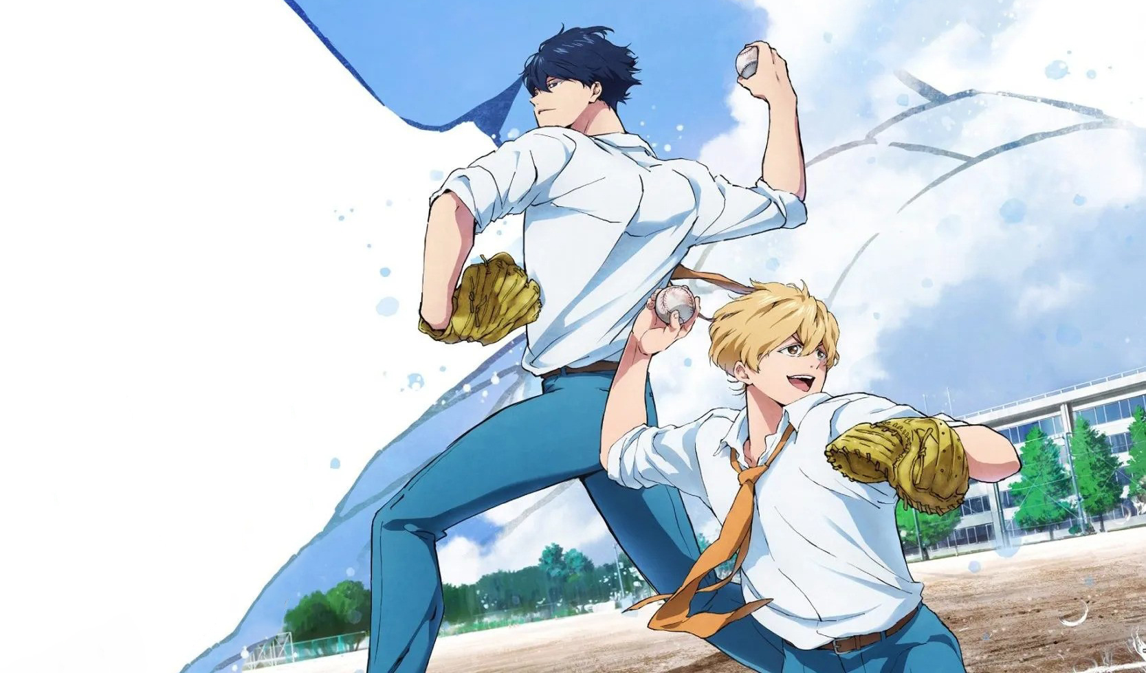 Two anime characters playing baseball