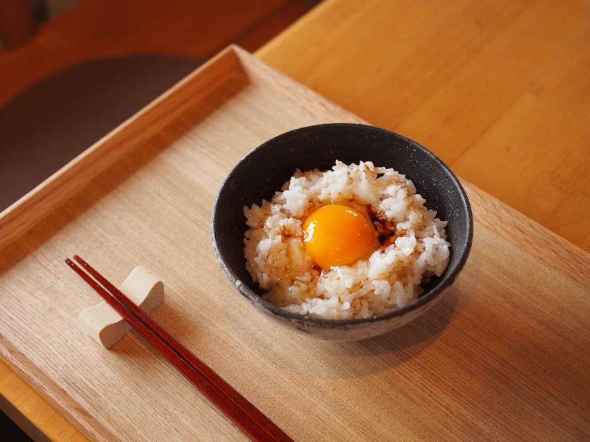 Raw egg on rice - tamago kake gohan in Japanese.