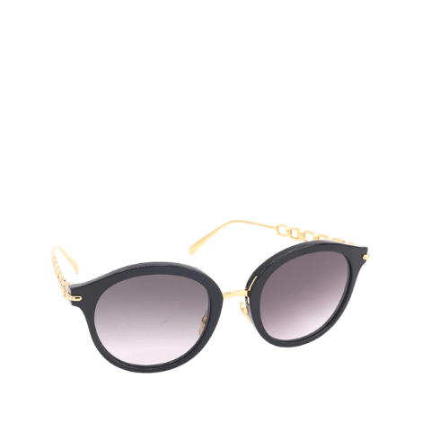 Pre-owned Louis Vuitton My LV Chain Two Round Sunglasses Z2112U, Black Gold with Clear Black Gradient, 51□21 140mm, Womens Eyewear