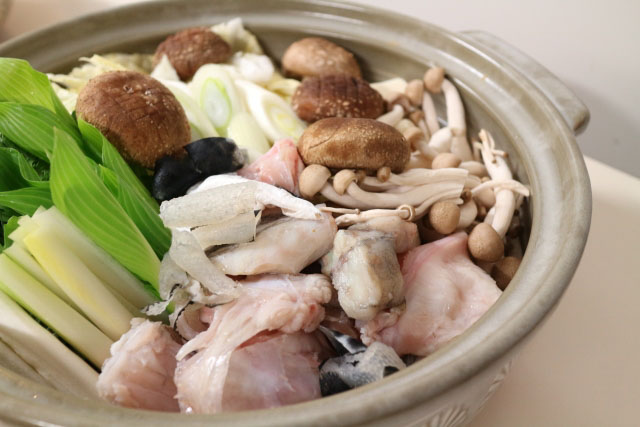 Shiitake in a Japanese nabe dish (hot pot).