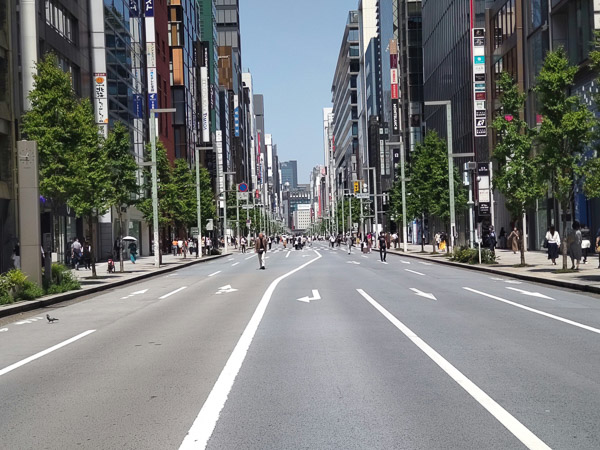 Ginza Street in Tokyo without any cars