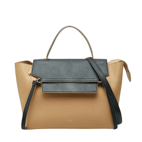 CELINE Belt Bag Handbag Shoulder Bag 2WAY Beige Black Leather Womens Used