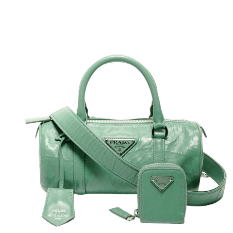 PRADA Nappa Vintege Mini Boston Bag 2way Leather Shoulder Bag Green WS25521 [Used]