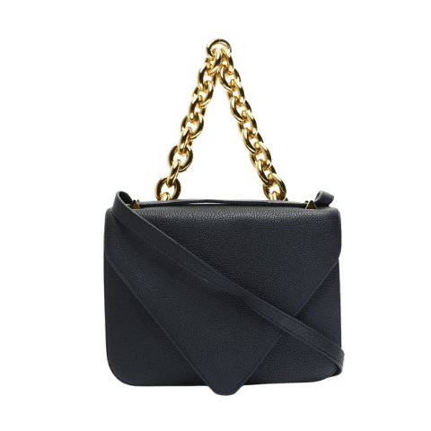 BOTTEGA VENETA Leather Mount Envelope Chain Shoulder Bag Black WS23459 [Used]
