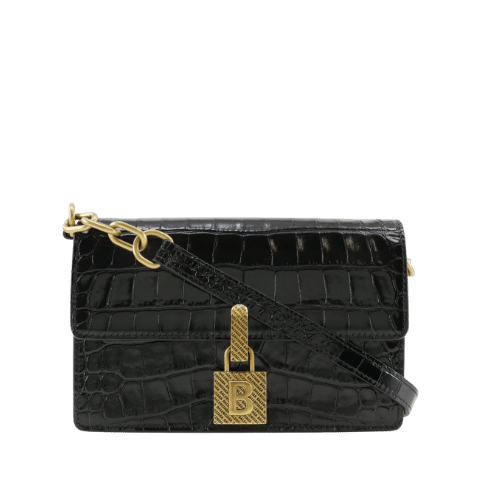 Balenciaga Mini Shoulder Bag 2-Way Clutch Embossed Leather Black Crossbody 2-way Flap Mini Shoulder Womens Used A-Rank