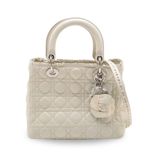 Dior Lady Dior Medium Ivory Leather