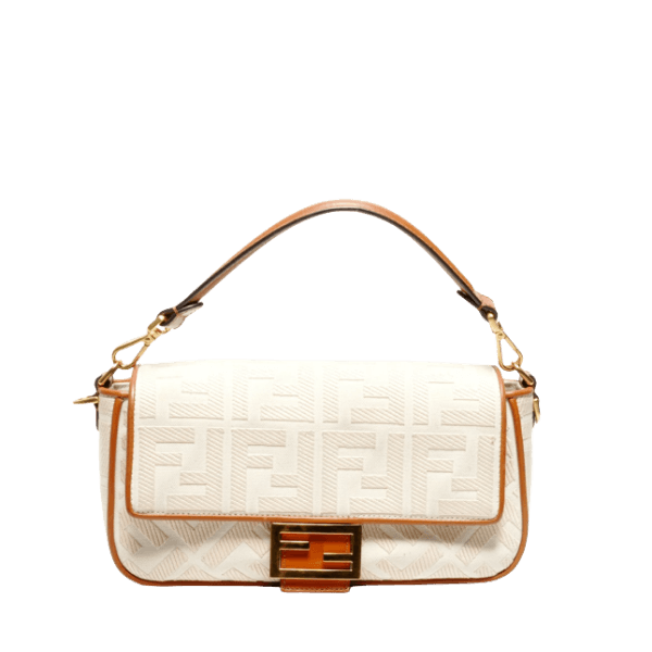 Excellent Condition Fendi Mamma Bucket Canvas Embroidered Zucca Canvas Shoulder Bag, Beige, WS24662