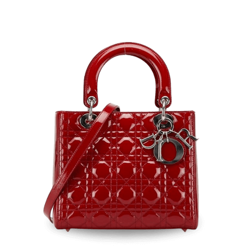 Dior Lady Dior Medium Red Patent Leather