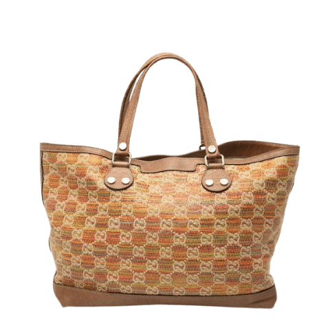 Gucci Paglia GG Sunset Tote Bag 232943 Brown Multicolor Leather Straw Womens [Used]